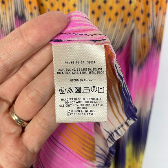 Leifsdottir Anthropologie | Mixed Print Silk Button Down Blouse As Seen on TV - Picture 10 of 10